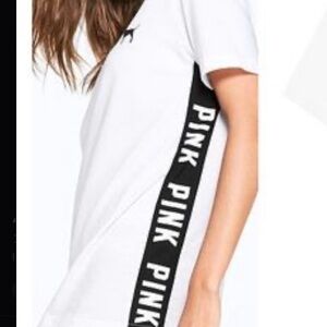 Pink White T-Shirt with Black PINK Logo